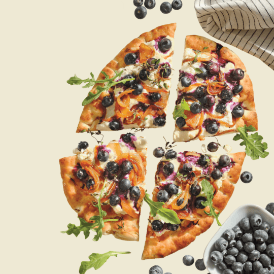 Goat Cheese, Blueberry and Caramelized Onion Naan